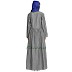Front open pleated coat abaya- Silver Grey